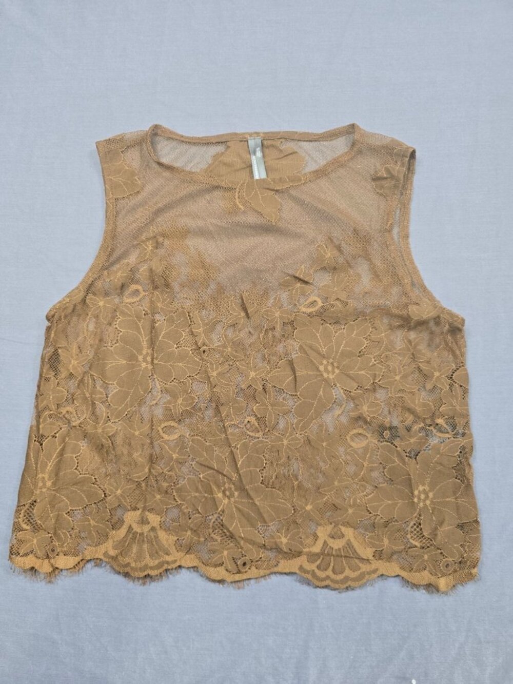 Anthropologie XS Brown Floral Lace Sleeveless Top Tank